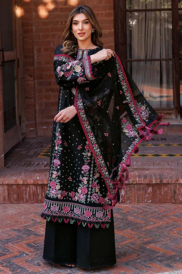 Farasha | Summer Weaves Embroidered Lawn | Ornate Noir - Aqsa Fabrics