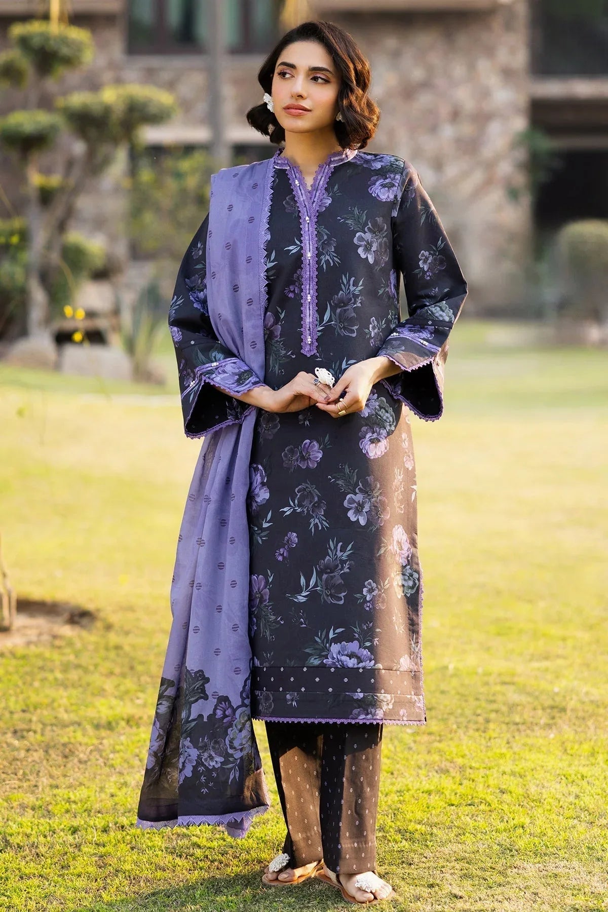Alizeh | Sheen Lawn Prints 25 | AF-PL-6028-Bluebell - Aqsa Fabrics