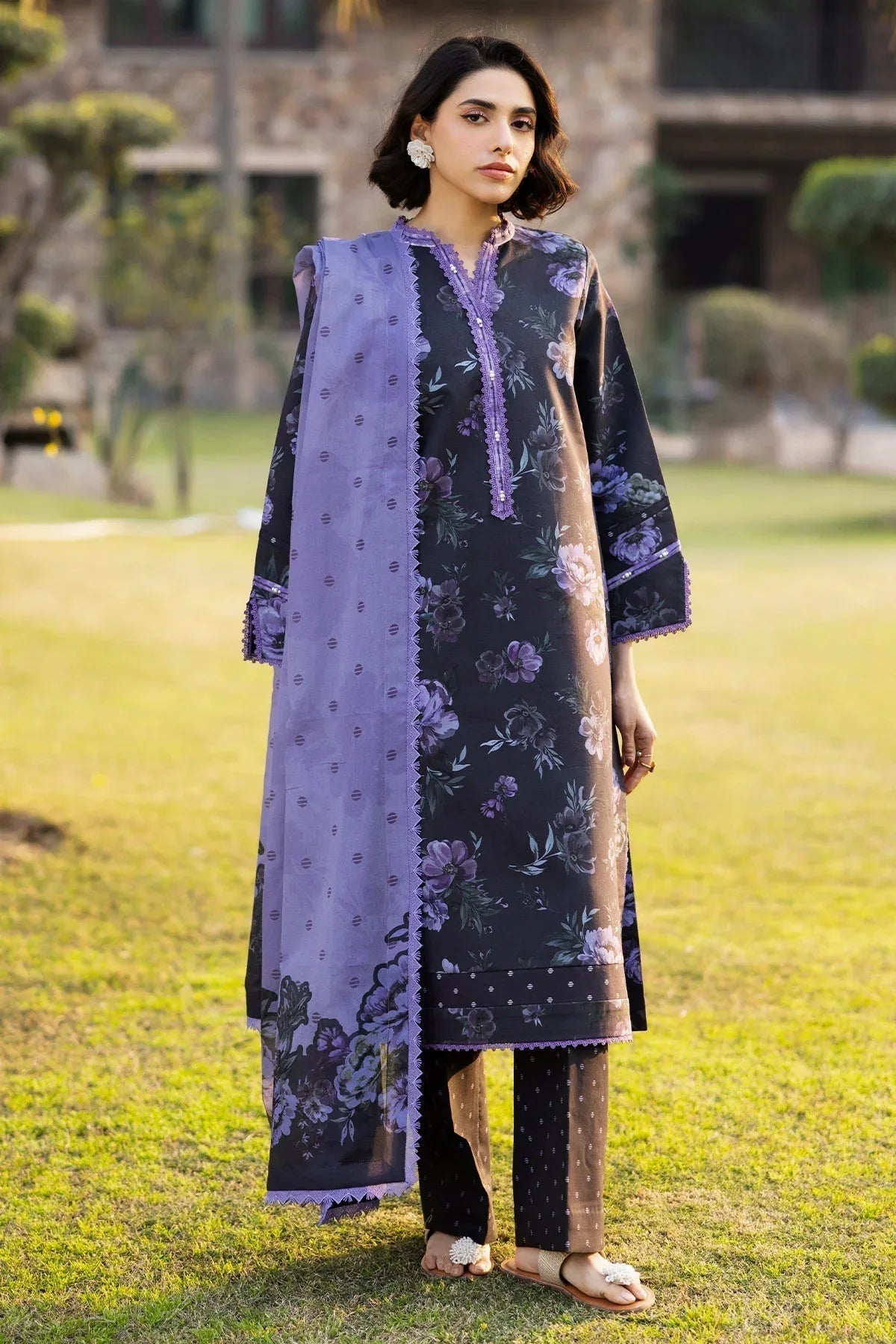Alizeh | Sheen Lawn Prints 25 | AF-PL-6028-Bluebell - Aqsa Fabrics