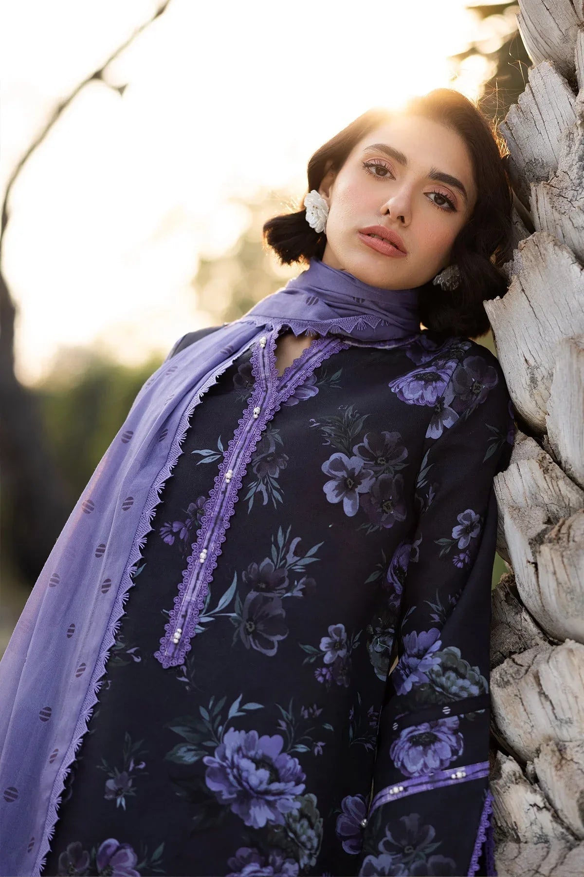 Alizeh | Sheen Lawn Prints 25 | AF-PL-6028-Bluebell - Aqsa Fabrics