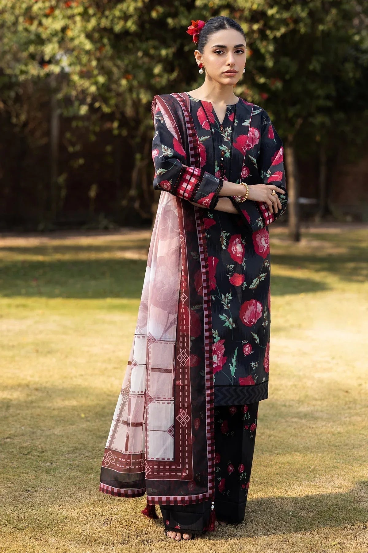 Alizeh | Sheen Lawn Prints 25 | AF-PL-6032-Somber - Aqsa Fabrics