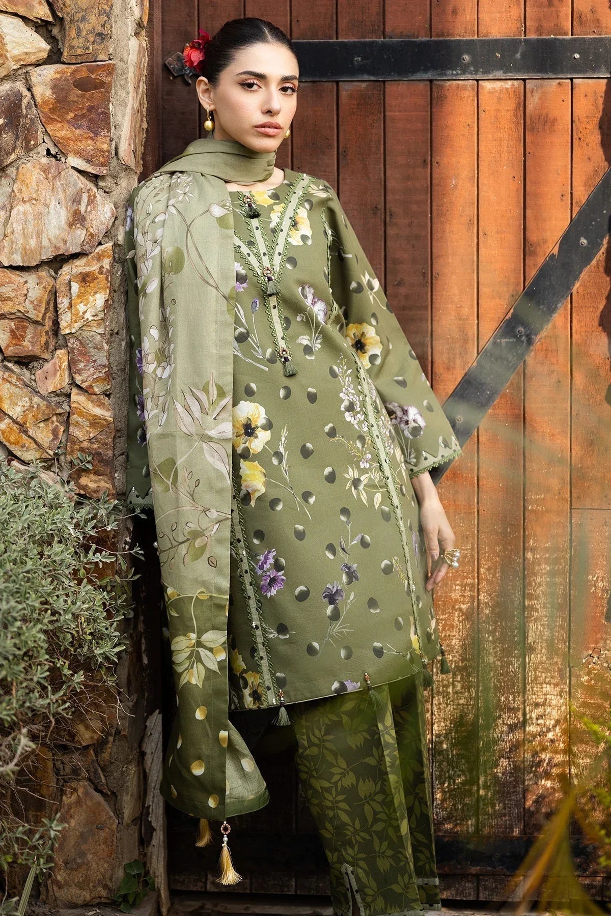 Alizeh | Sheen Lawn Prints 25 | AF-PL-6038-Willow - Aqsa Fabrics