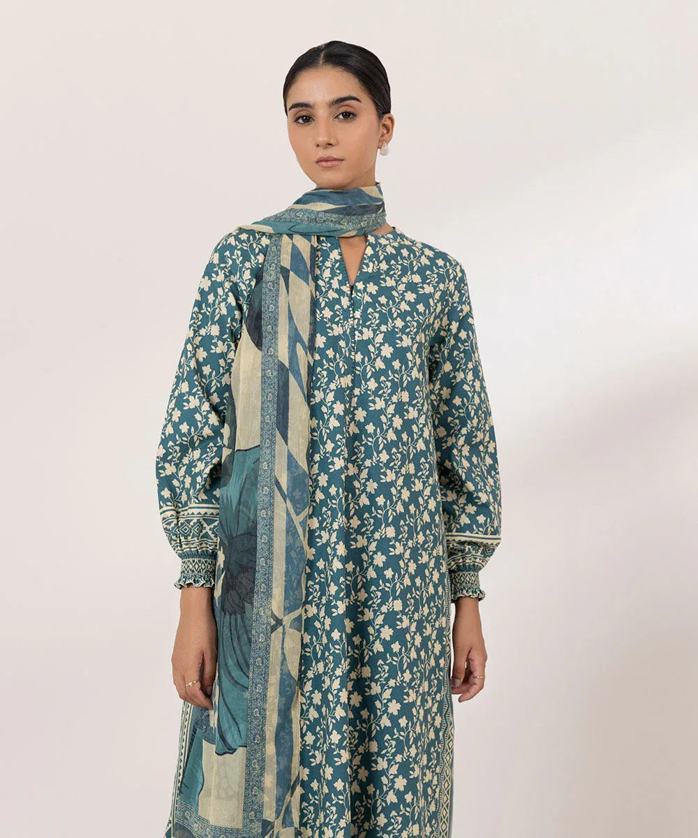 Sapphire | Intermix 2024 | Cambric Suit S-22 - Aqsa Fabrics
