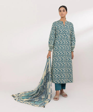 Sapphire | Intermix 2024 | Cambric Suit S-22 - Aqsa Fabrics