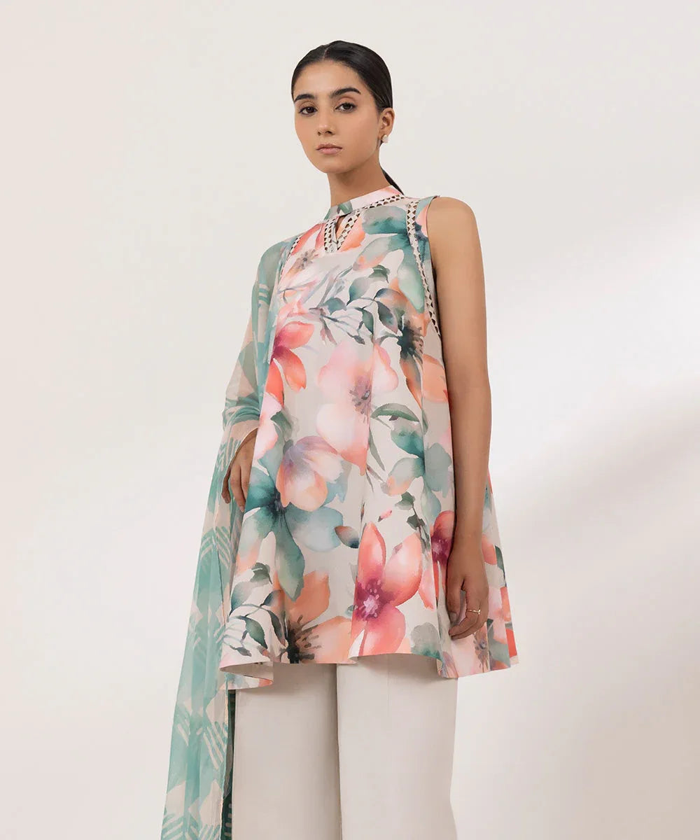 Sapphire | Intermix 2024 | Cambric Suit S-23 - Aqsa Fabrics
