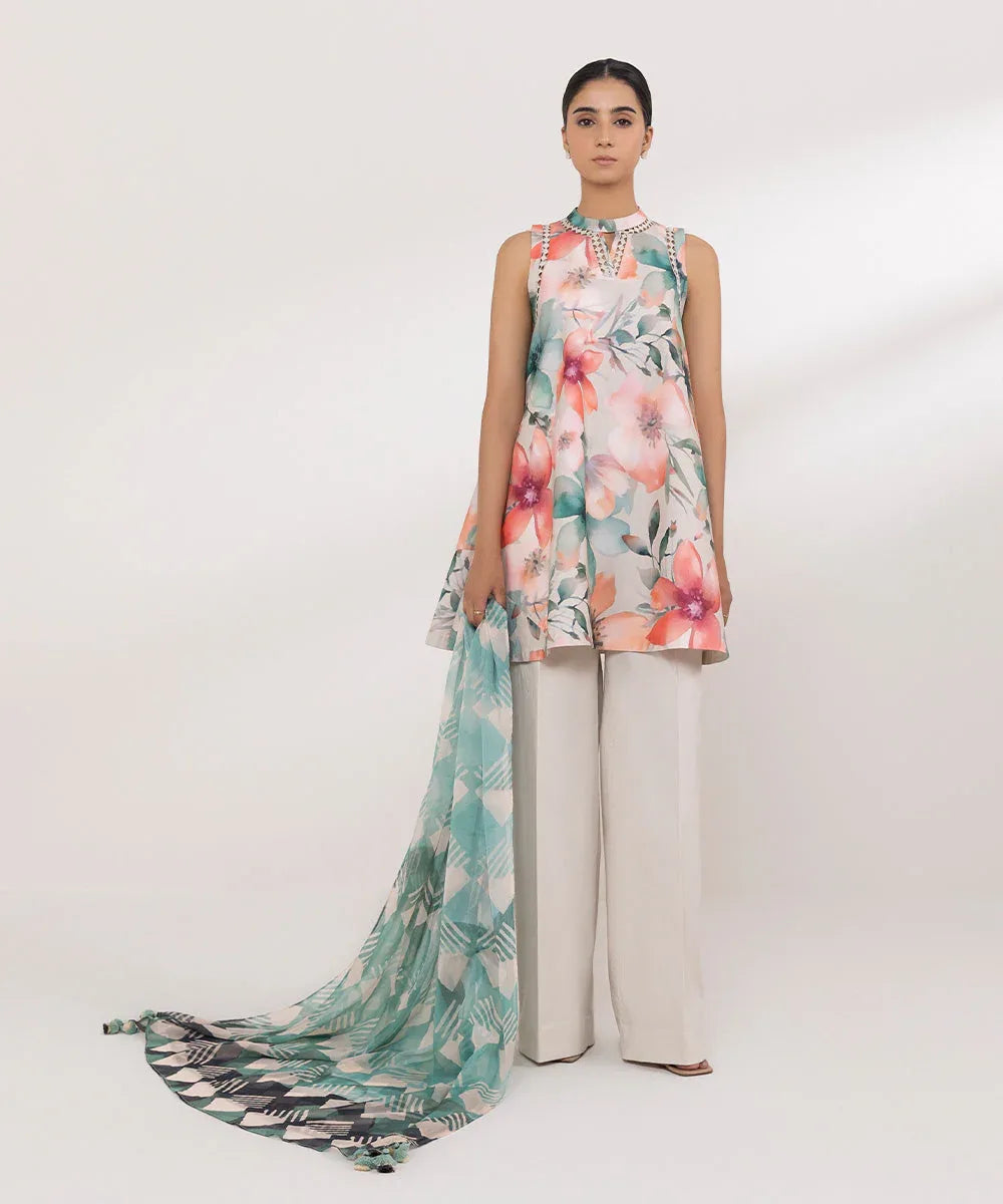 Sapphire | Intermix 2024 | Cambric Suit S-23 - Aqsa Fabrics