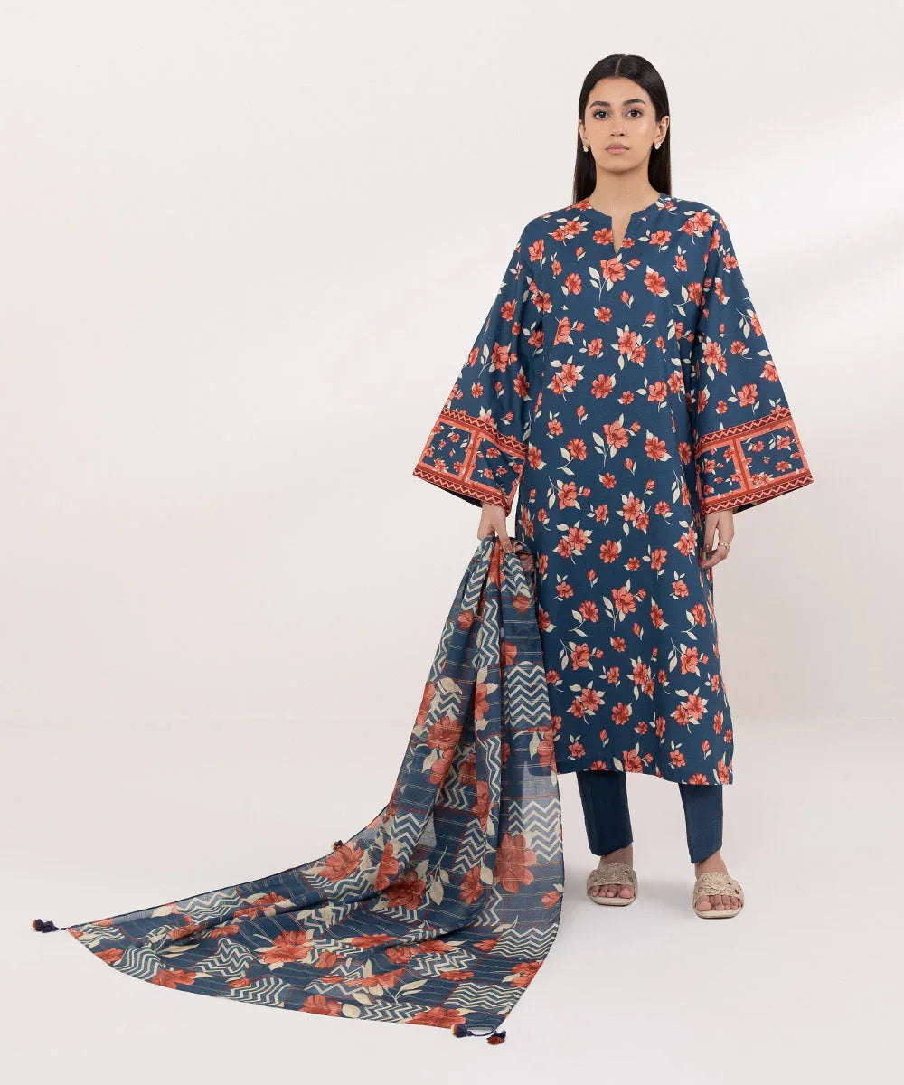 Sapphire | Intermix 2024 | Cambric Suit S-25 - Aqsa Fabrics