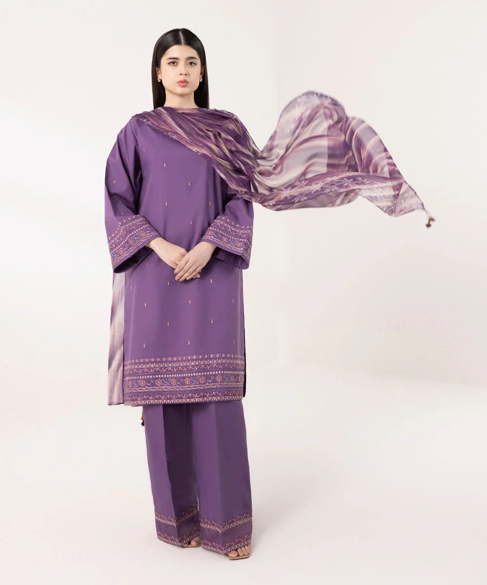 Sapphire | Intermix 2024 | Cambric Suit S-41 - Aqsa Fabrics