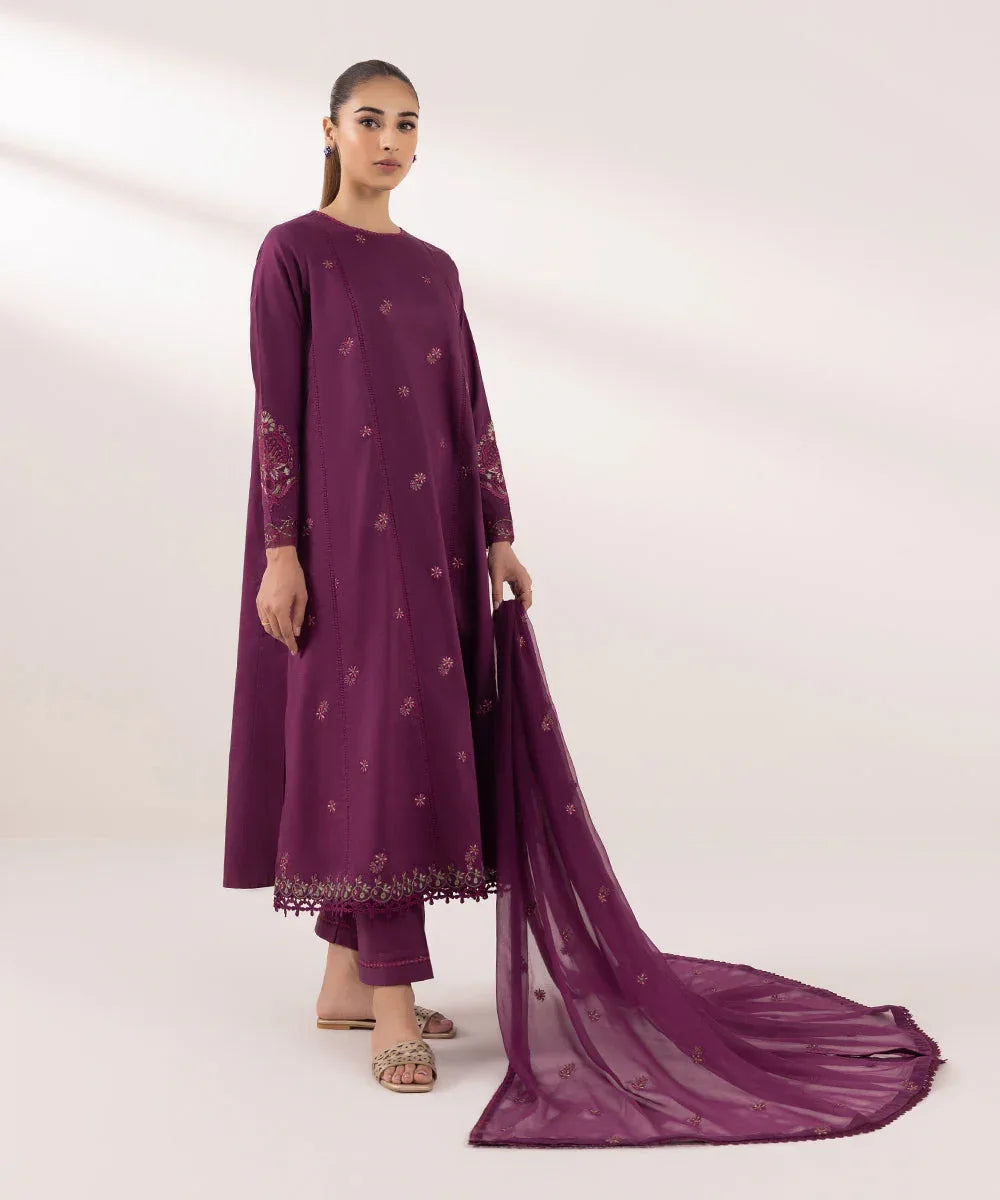 Sapphire | Intermix 2024 | Cambric Suit S-11 - Aqsa Fabrics
