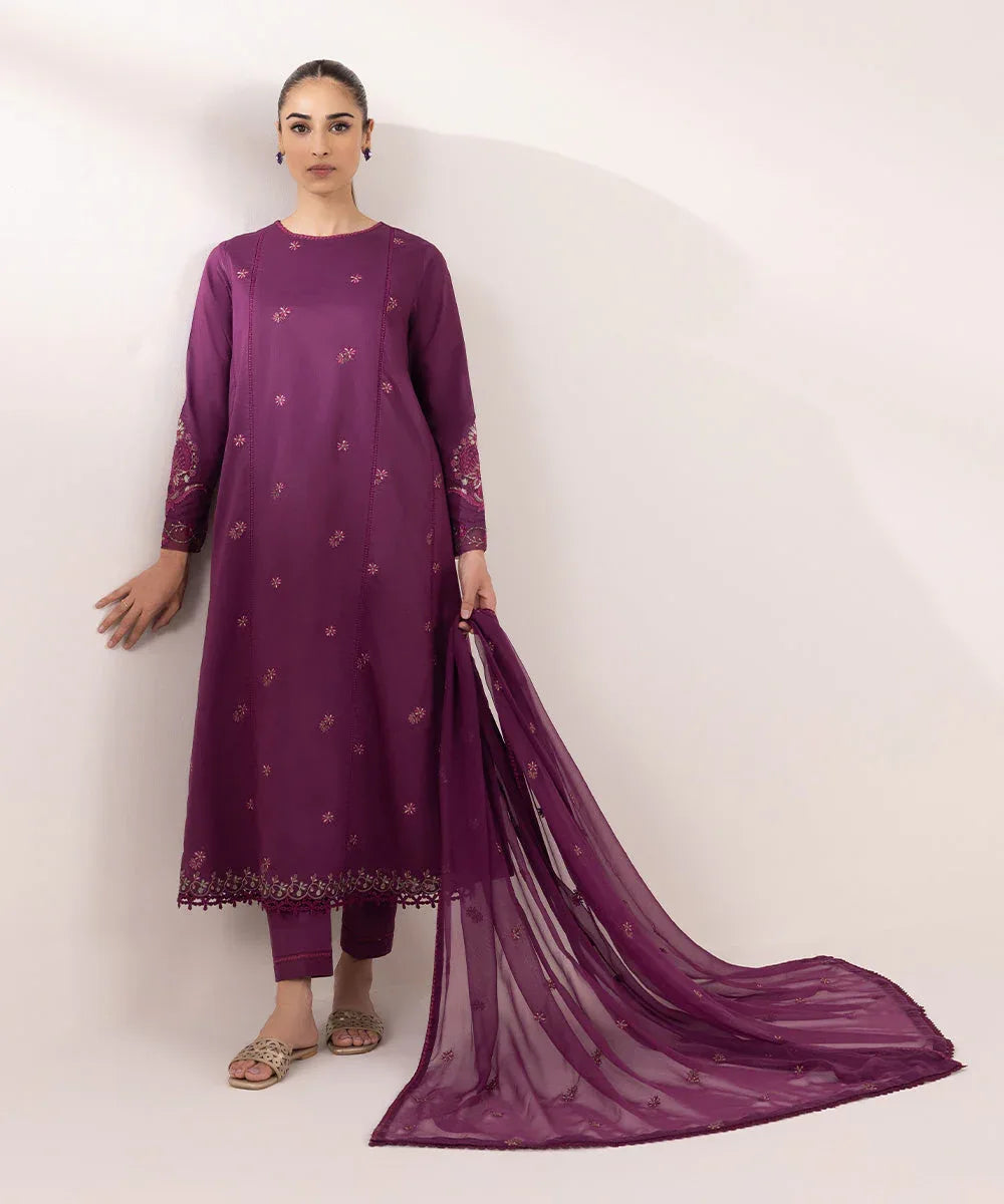 Sapphire | Intermix 2024 | Cambric Suit S-11 - Aqsa Fabrics