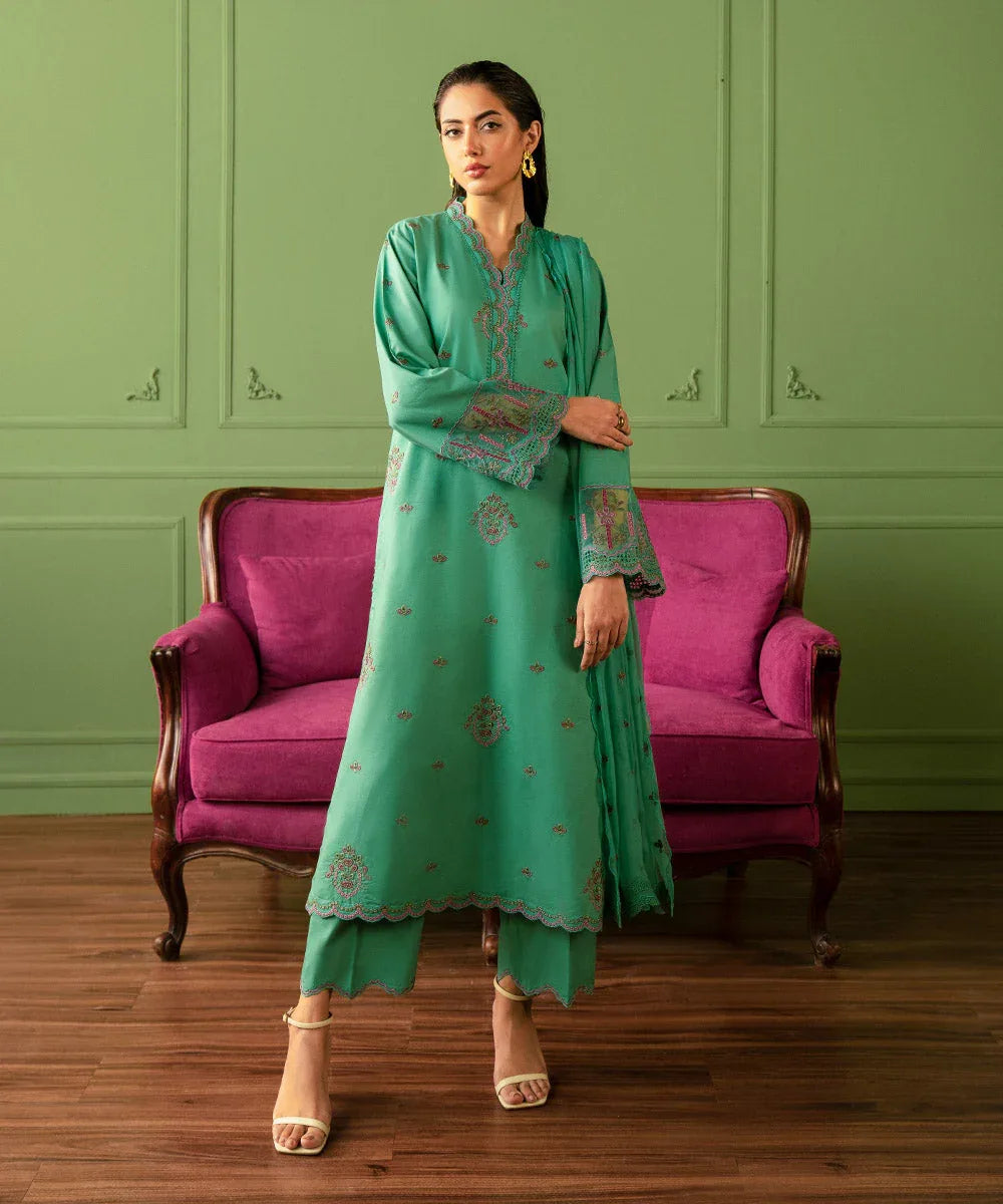 Sapphire | Intermix 2024 | Cambric Suit S-46 - Aqsa Fabrics