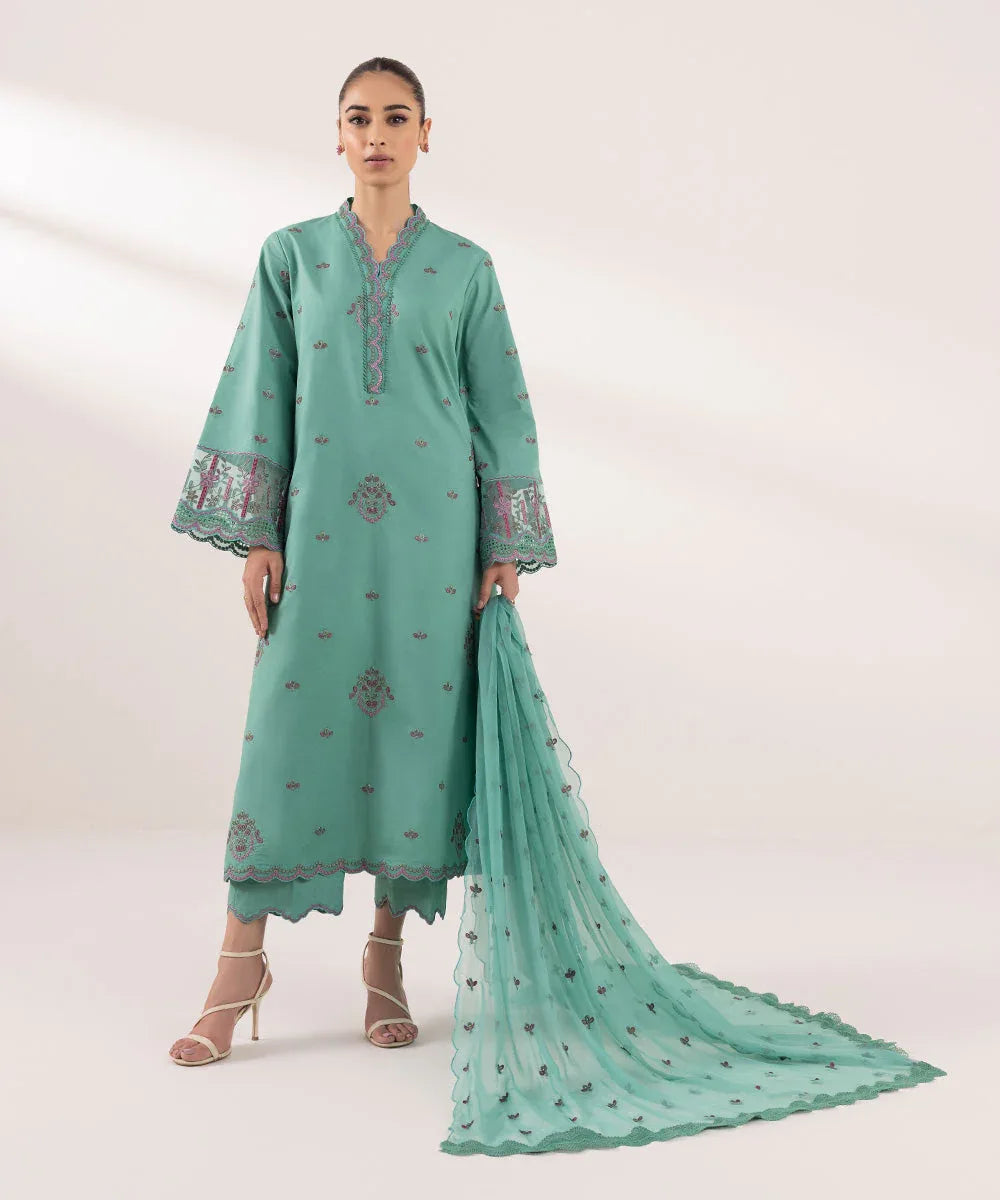 Sapphire | Intermix 2024 | Cambric Suit S-46 - Aqsa Fabrics