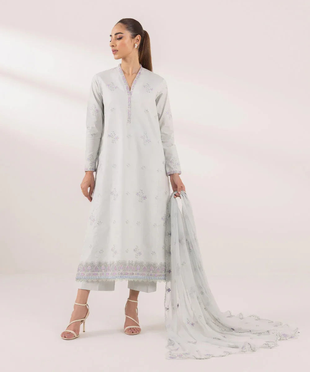 Sapphire | Intermix 2024 | Cambric Suit S-14 - Aqsa Fabrics