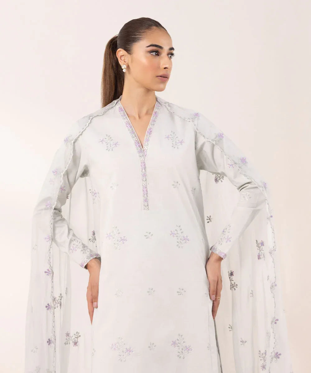 Sapphire | Intermix 2024 | Cambric Suit S-14 - Aqsa Fabrics