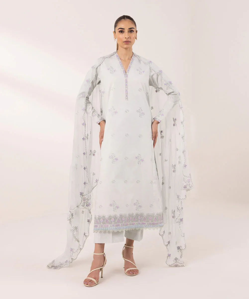 Sapphire | Intermix 2024 | Cambric Suit S-14 - Aqsa Fabrics