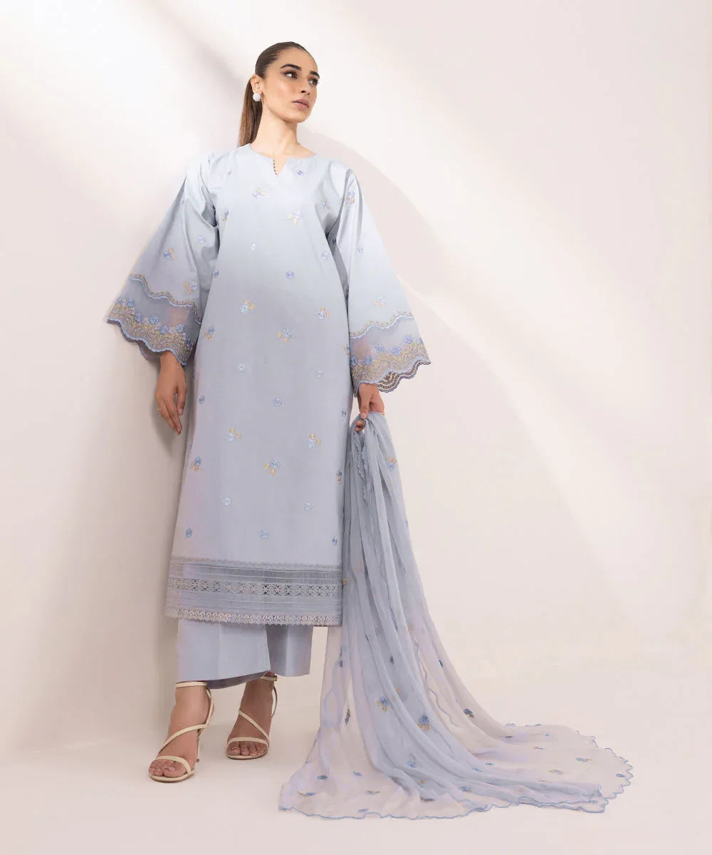 Sapphire | Intermix 2024 | Cambric Suit S-15 - Aqsa Fabrics