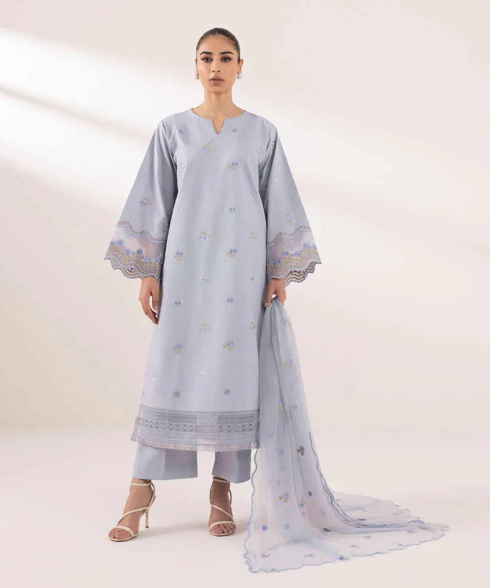 Sapphire | Intermix 2024 | Cambric Suit S-15 - Aqsa Fabrics
