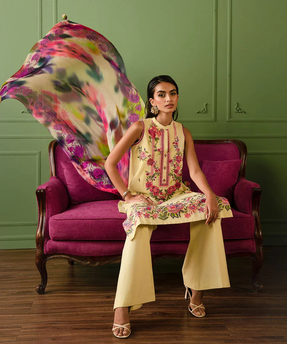 Sapphire | Intermix 2024 | Cambric Suit S-47 - Aqsa Fabrics