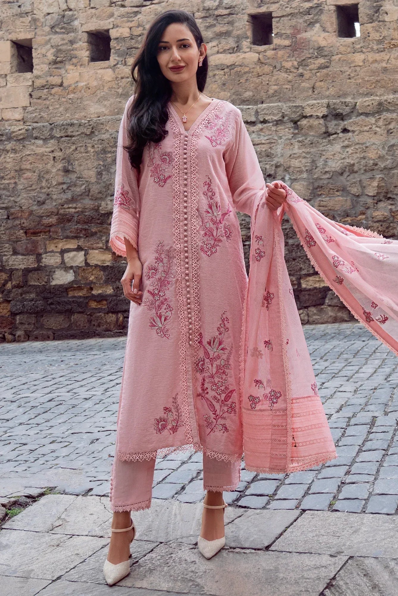 Muntaha | Noore e Zaib | Pastel Pink - Zahree - Aqsa Fabrics