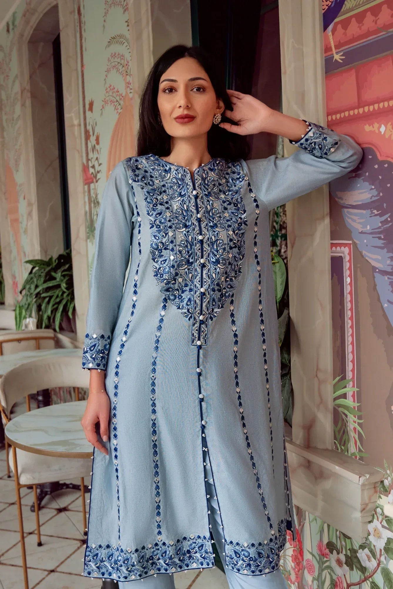 Muntaha | Noore e Zaib | Ice Blue - Seraph - Aqsa Fabrics