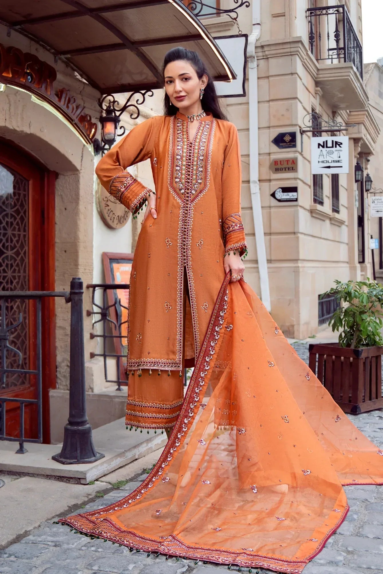 Muntaha | Noore e Zaib | Rust - Sefa - Aqsa Fabrics