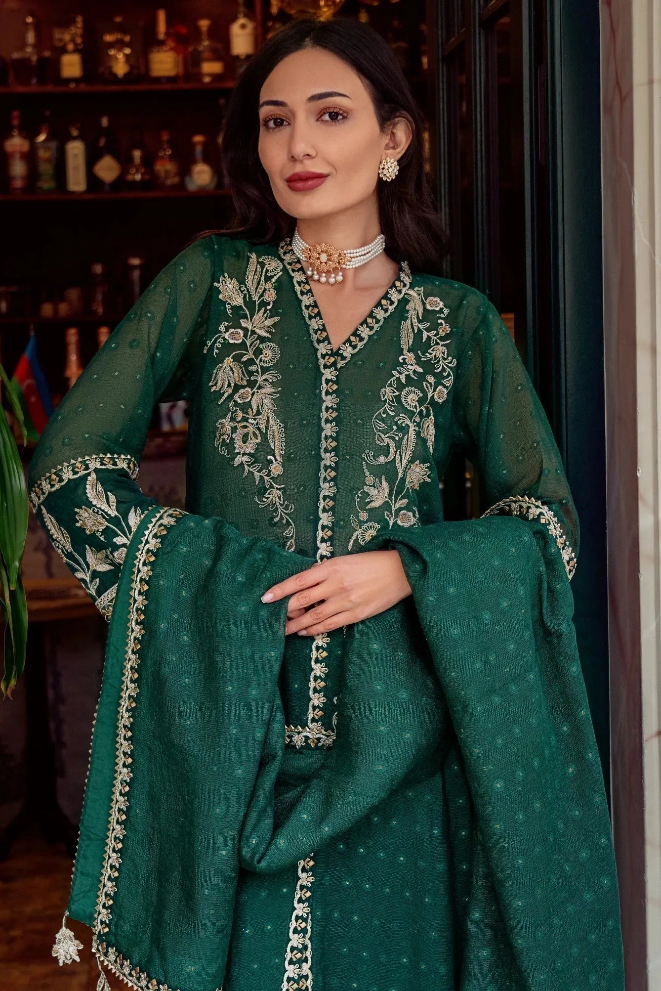 Muntaha | Noore e Zaib | Emerald Green - Zaina - Aqsa Fabrics