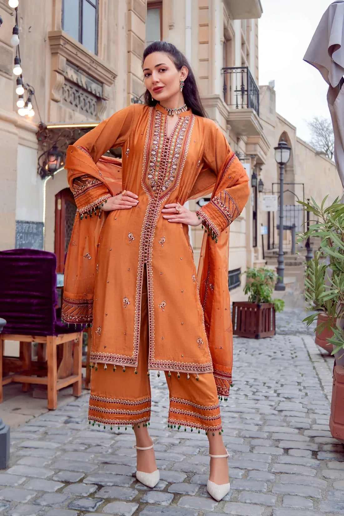 Muntaha | Noore e Zaib | Rust - Sefa - Aqsa Fabrics