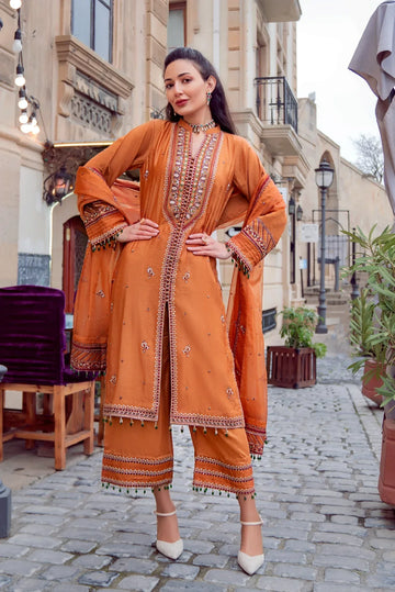 Muntaha | Noore e Zaib | Rust - Sefa - Aqsa Fabrics