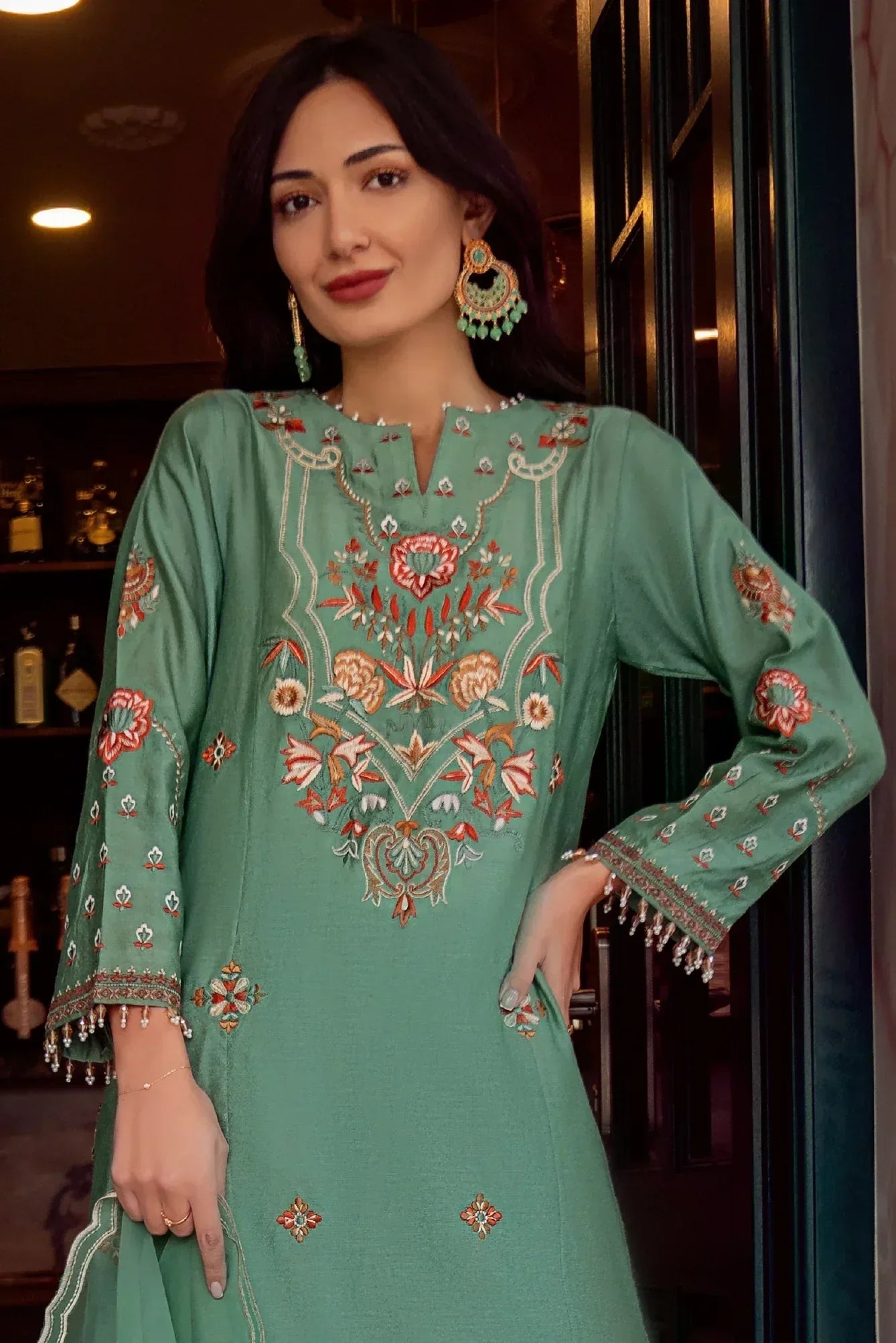 Muntaha | Noore e Zaib | Teal Green - Emre - Aqsa Fabrics