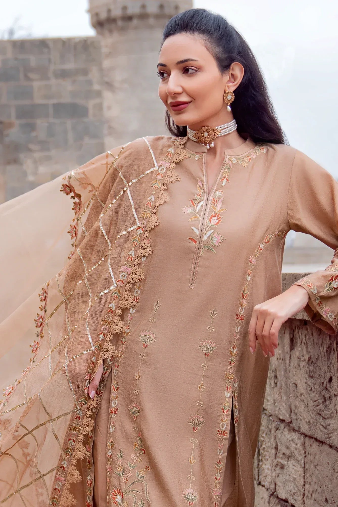 Muntaha | Noore e Zaib | Beige - Ruhiya - Aqsa Fabrics