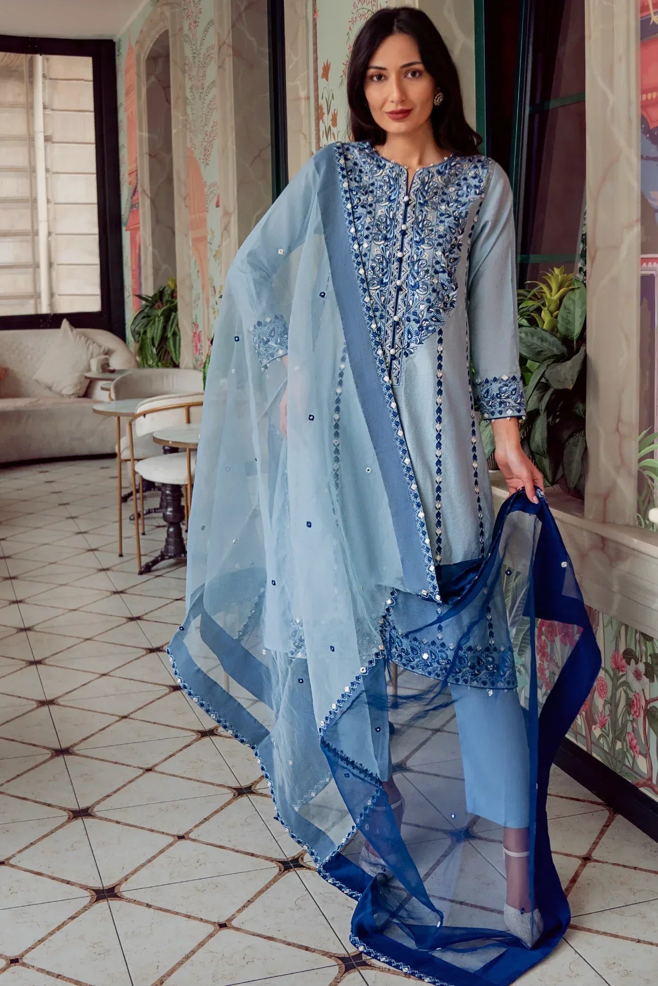Muntaha | Noore e Zaib | Ice Blue - Seraph - Aqsa Fabrics