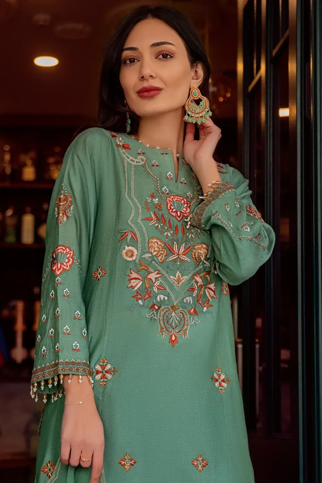 Muntaha | Noore e Zaib | Teal Green - Emre - Aqsa Fabrics