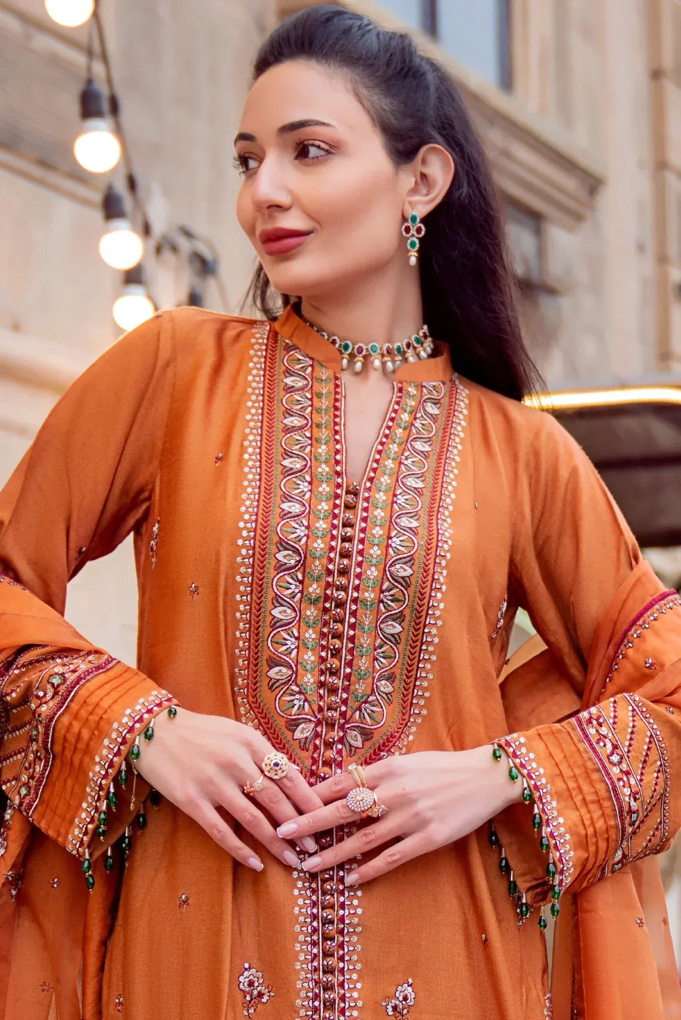 Muntaha | Noore e Zaib | Rust - Sefa - Aqsa Fabrics