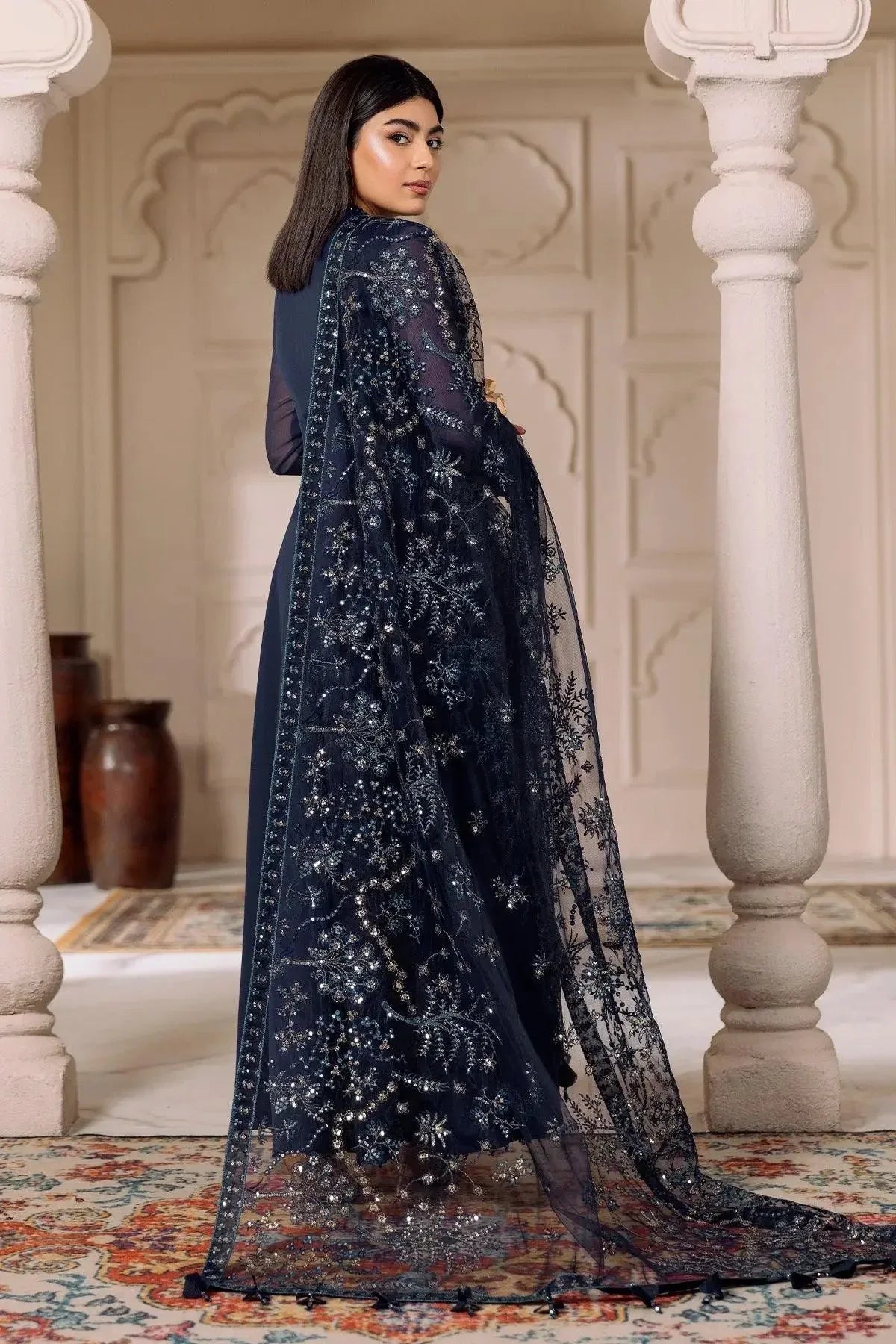 Alizeh | Ready to wear | Navy Blue 3 piece - RTW1012 - Aqsa Fabrics
