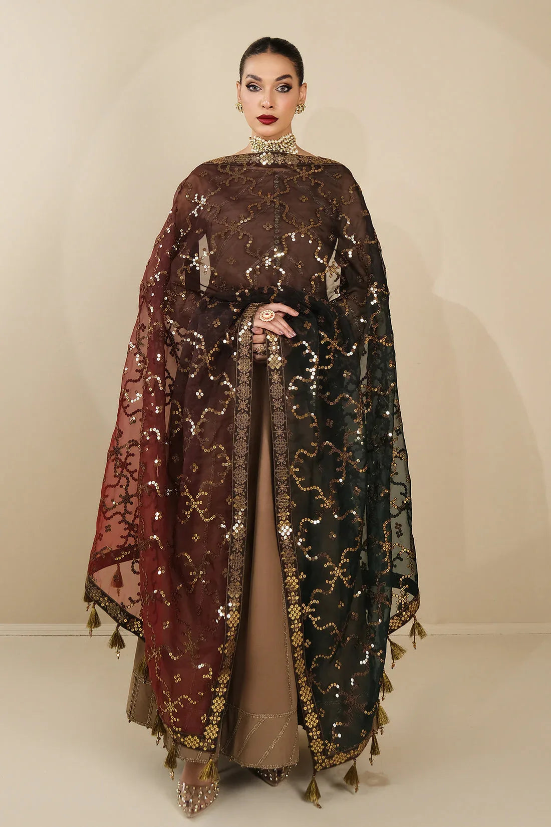 Alizeh | Formals Collection | Rose Beige Dress 3 piece - RTW1017 - Aqsa Fabrics