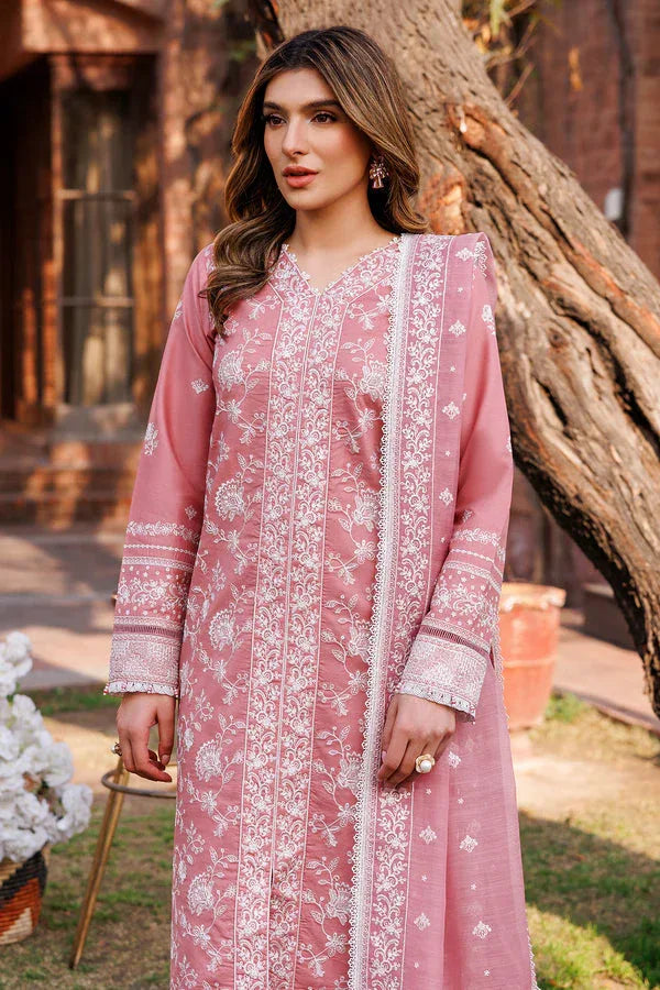 Farasha | Dastoor Embroidered Lawn SS24 | PEARL MIST - Aqsa Fabrics