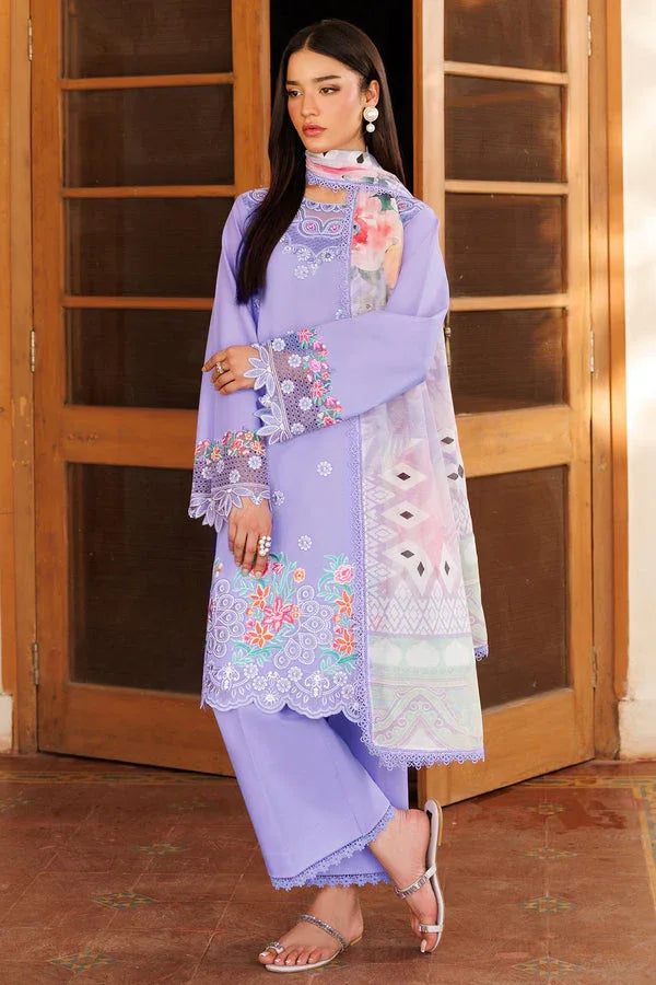 Farasha | Summer Weaves Embroidered Lawn | Lavender Dew - Aqsa Fabrics