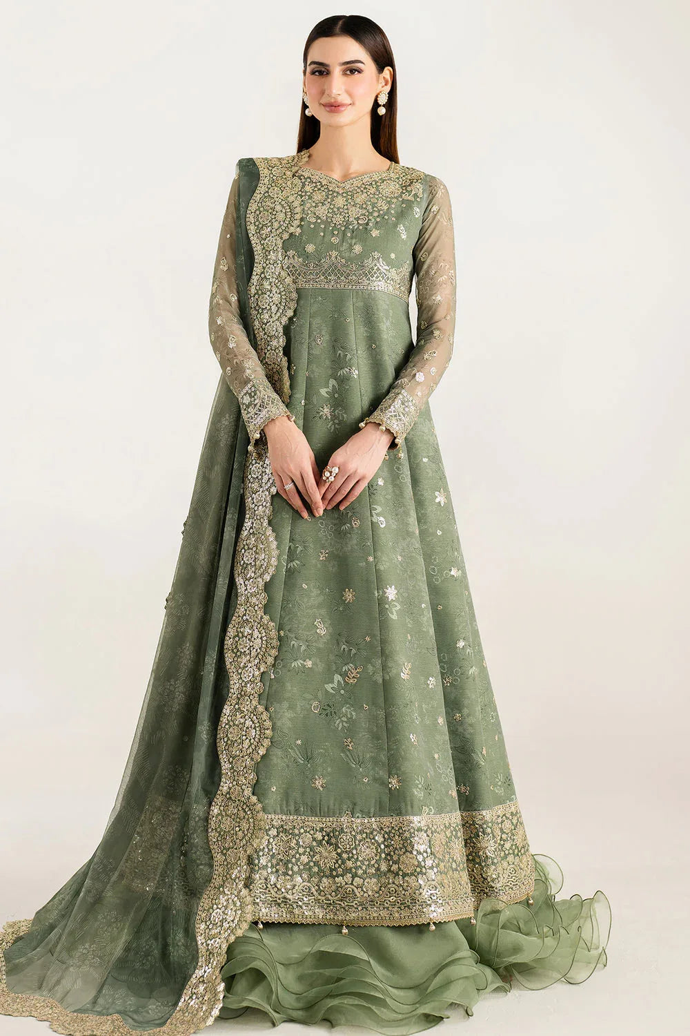Farasha | Fiorella Formals | Olive Aura - Aqsa Fabrics