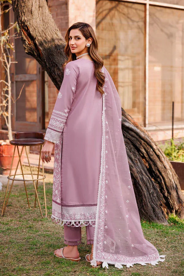 Farasha | Dastoor Embroidered Lawn SS24 | DAINTY LILAC - Aqsa Fabrics