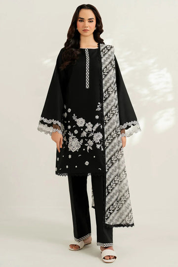 Farasha | Thread Lines Embroidered | Skylit Rouge - Aqsa Fabrics