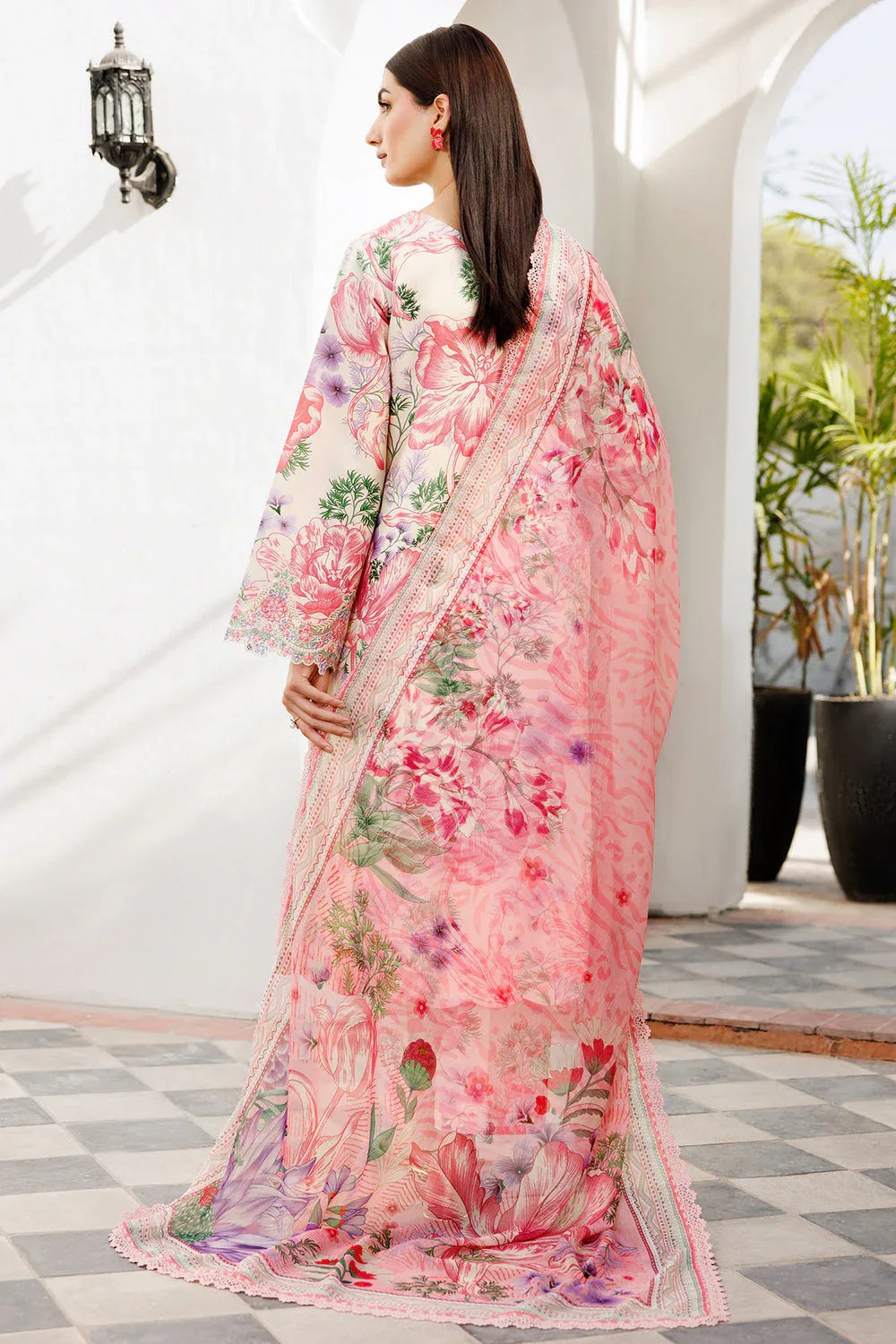 Farasha | Printed Essentials | Ivory Petal - Aqsa Fabrics