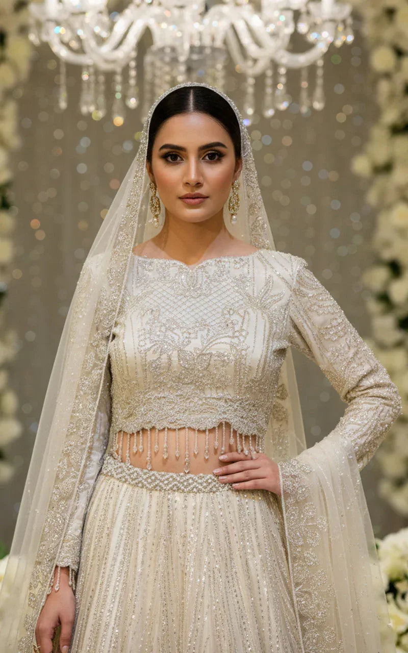 Embroidered Blouse with Lehenga and Dupatta