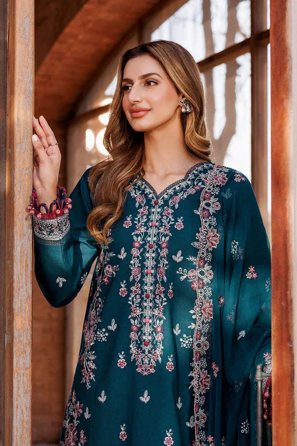 Farasha | Dastoor Embroidered Lawn SS24 | EMERALD CHARM - Aqsa Fabrics