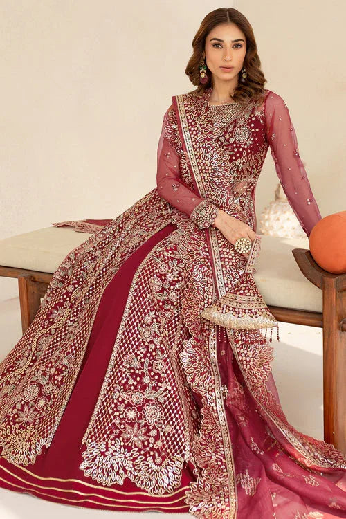 Farasha | Lu Zella Premium Formals 25 | Carmine Allure - Aqsa Fabrics