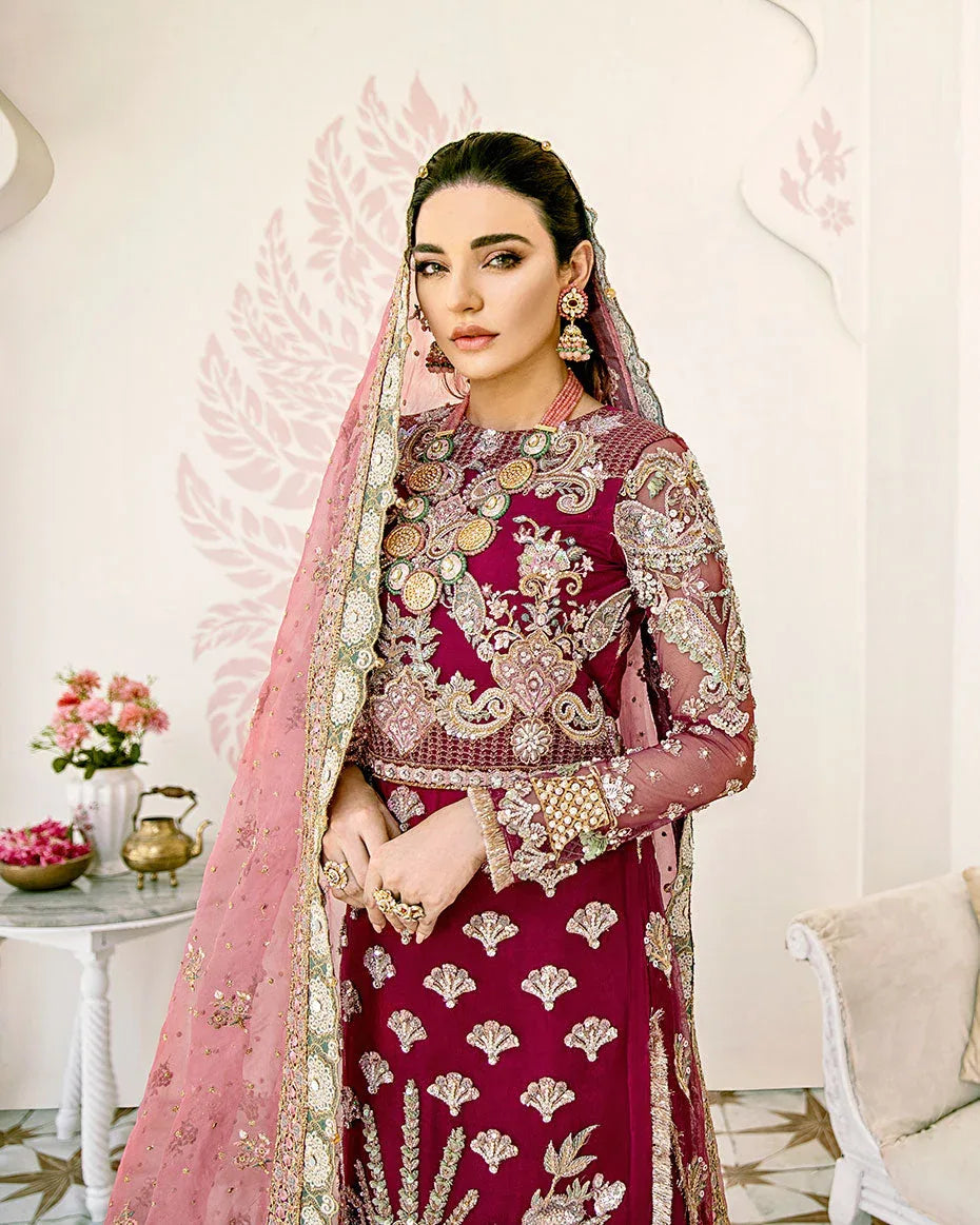 Gulaal | Wedding Formals | Pois Embroidered Net 3-Piece Suit WS-08 - Aqsa Fabrics
