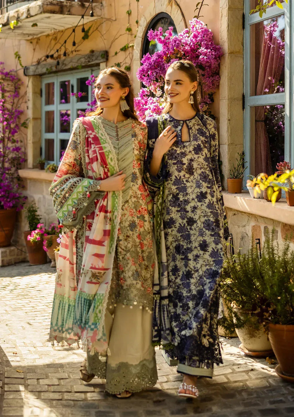Elaf Premium | Print Chikankari 25 | ELK-01A BLUE BLOSSOM - Aqsa Fabrics