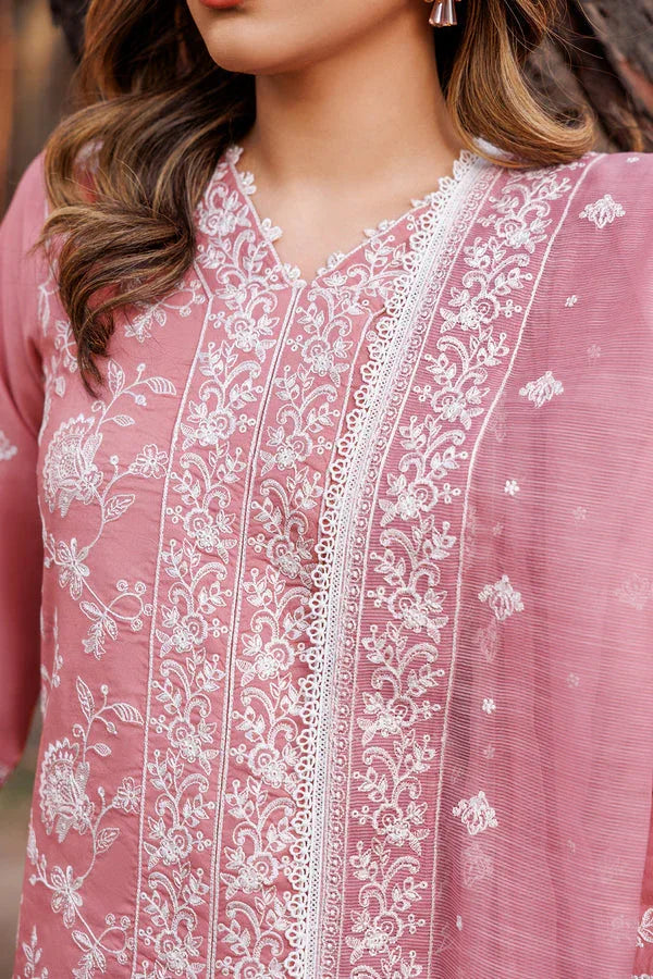 Farasha | Dastoor Embroidered Lawn SS24 | PEARL MIST - Aqsa Fabrics