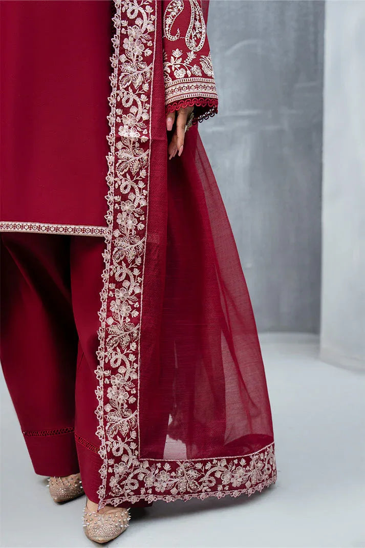 Imrozia Premium | Whispers  of Fall | SP-125 Garnet Sky - Aqsa Fabrics
