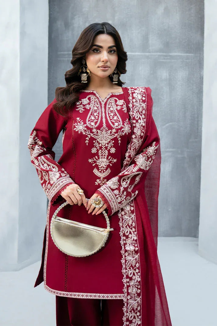 Imrozia Premium | Whispers  of Fall | SP-125 Garnet Sky - Aqsa Fabrics
