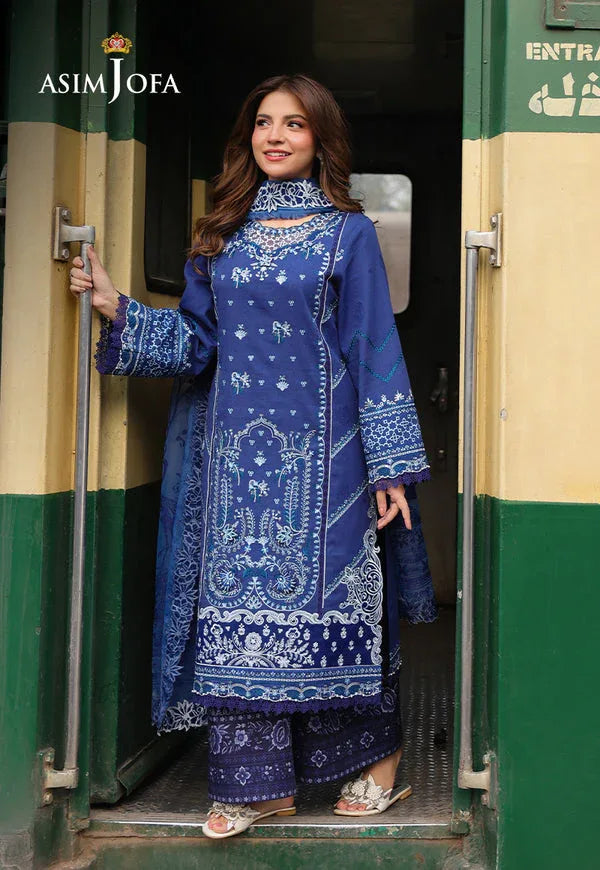 Asim Jofa | Summer Rhapsody |  AJUBU-02 Embroidered Jacquard - Aqsa Fabrics
